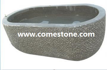 Carved Black Bluestone Bath Tub Surround