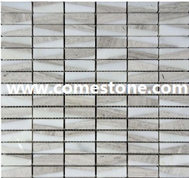 white wooden veins marble mosaic pattern